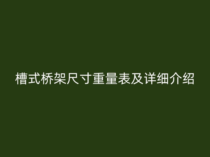 槽式橋架尺寸重量表及詳細(xì)介紹